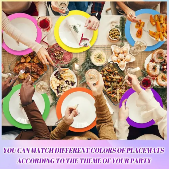 120 Pcs Multicolor Disposable Paper Placemats Colorful Round Paper Table Place Mats for Holiday Birthday Wedding Pride Fiesta Party Supplies Home Dinning Decor {5}