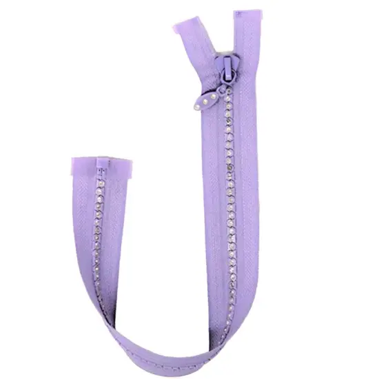 Purple Rhinestone Zipper 12 Inch Plastic Open Bottom {1}
