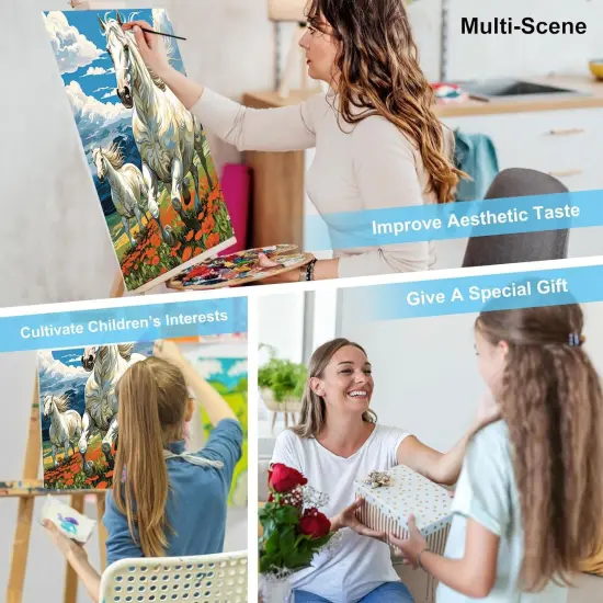 Paint by Numbers Kit for Adults Horse- Horses Adult Paint by Number Kits on Canvas, DIY Acrylic Oil Painting Kits for Wall Decoration {5}