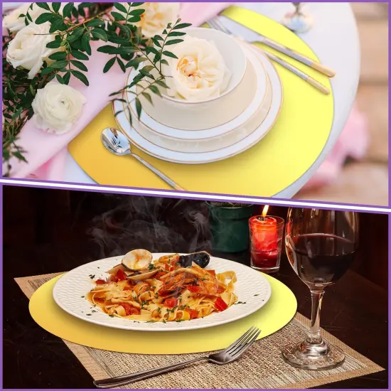 100 Pieces Round Paper Placemats Disposable Table Mats Mirror Foil Decorative Place Mats for Dining Wedding Table Decoration Banquet Birthday Festive Party(Gold) {3}