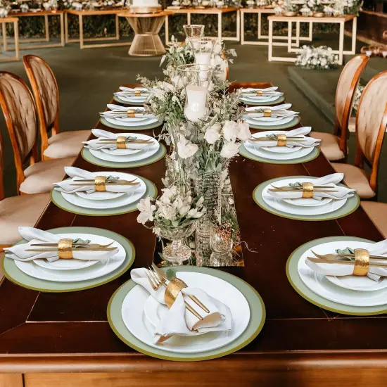 50 Pcs Sage Green Paper Place Mats Disposable Round Table Mat Doilies Coated Placemats for Wedding Banquet Birthday Party Dining Tableware Decor 13.5" {4}