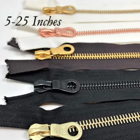 8MM Closed Bottom Zipper &ndash; Custom Length, Black or Dyeable White Black/Brs-nikl-blck {3}