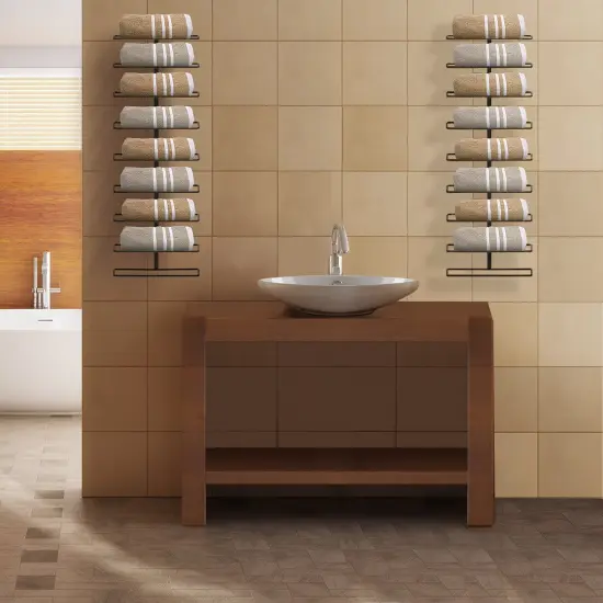 Sorbus Wall Mount Wine Rack - 18 Level Wine Rack Wall Mounted for Wine Bottles, Liquor, Champagne - Black Metal Wine Bottle Holder for Home Bar {6}