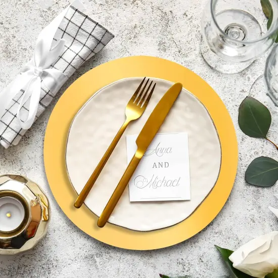 72 Pcs Gold Glitter Paper Placemats Round Disposable Table Mats Mirror Foil Decorative Place Mats {3}