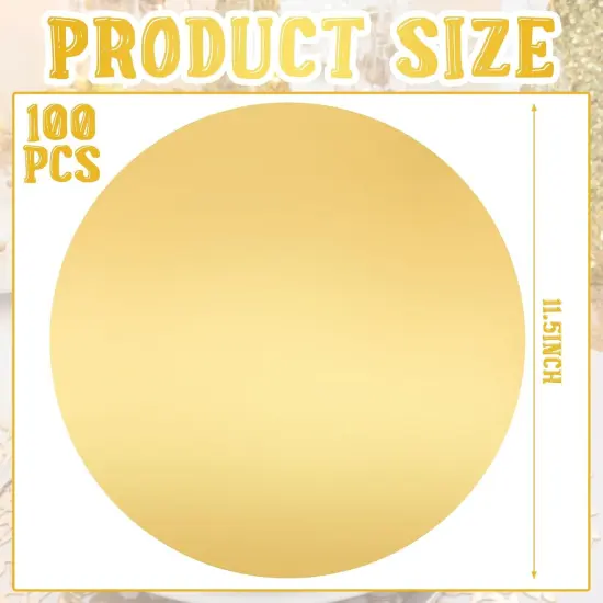 Round Paper Placemats Decorative Disposable Place Mats Table Mats for Dining Wedding Table Decoration Home Banquet New Years Festive Party Birthday Holiday (Gold, 100) {2}