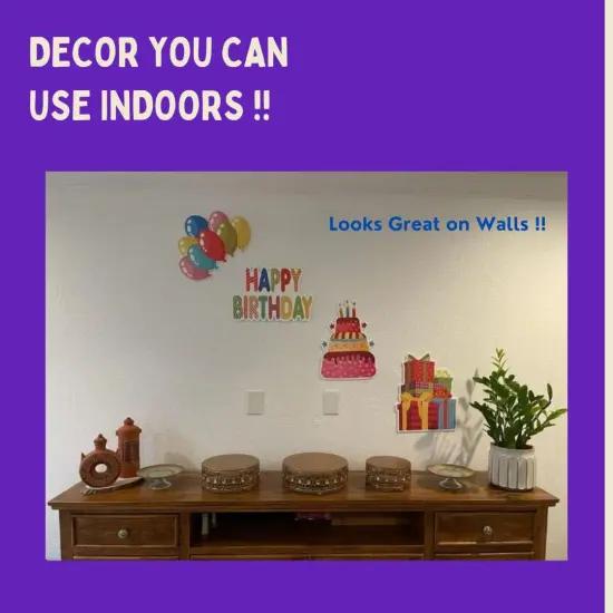 Yard Expressions 4pc Happy Birthday Yard Signs with Stakes - Easy to Install Happy Birthday Yard Sign - Large 16" Waterproof Birthday Sign Yard &ndash; Durable, Reusable & Colourful Happy Birthday Lawn Sign {4}