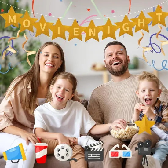 45 PCS 3D Gold Star Cutouts Decor Set Party Decorations {2}