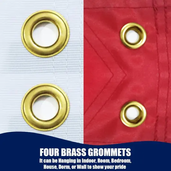 American Flag 3x5 Ft for Indoor, Made in USA 4 Brass Grommets USA Flags - Fade Reistant printing Indoor American Flag - Hanging American Flags for Room/Indoor/Bedroom/Dorm/Wall American Flag {2}