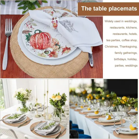 Set of 48 Burlap Round Placemats Bulk Burlap Circle Rustic Table Decorations Jute Farmhouse Placemats {5}
