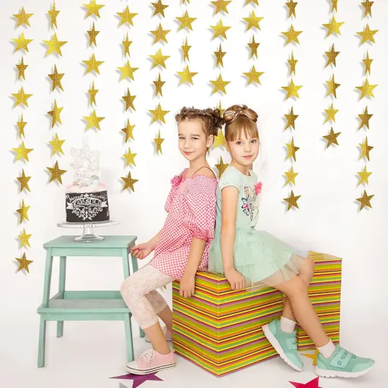 Glitter Gold Star Garland Decorations {5}