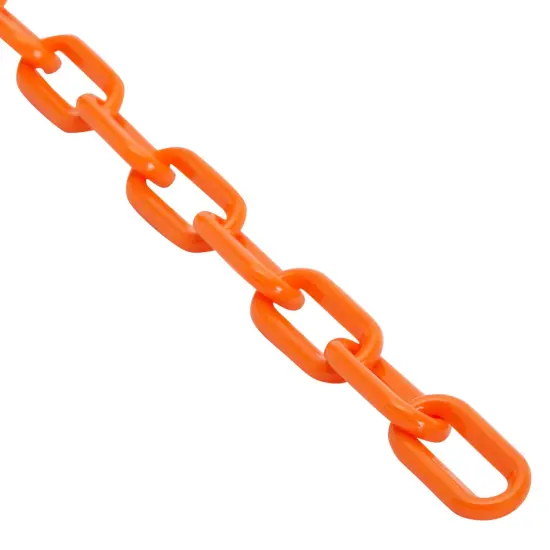 100 Foot Orange Plastic Chain Safety Barrier for Crowd Control, Queue Line, Concerts, Parking (1.5-Inch Links) {5}