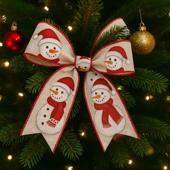 Designer&rsquo;s Shop WR 63-5174 Christmas Holiday Snowman wired edge ribbon 2.5&rdquo; x 10 yard {5}