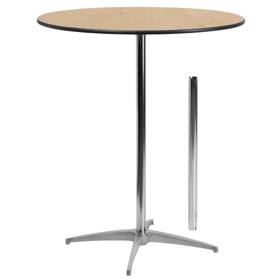 Emma and Oliver 36" Round Wood Cocktail Table with 30" and 42" Columns {8}
