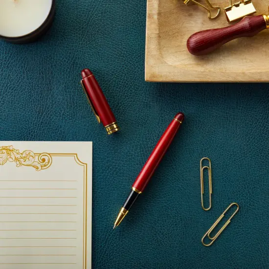 2 Pack Luxury Rosewood Pen Sets for Men Gift - Fancy Nice Ballpoint Pens with Black Ink Refills for Signature Executives Business Office {3}