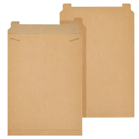25-Pack Brown Rigid Mailers That Stay Flat 13x18, Bulk Kraft Paper Sturdy Cardboard Envelopes, 450 GSM for Shipping Photos, Packing Documents, Gift Cards, CDs, Art Prints {5}