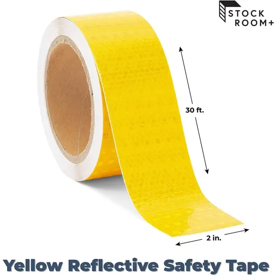 Reflective Tape - Yellow Outdoor Reflector Safety Roll for Trailers, Warning, Signs, Stairs, Bikes (2 In x 30 FT) {4}