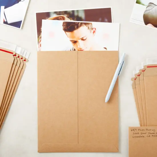 100-Pack Stay Flat Rigid Mailers 9x11.5 with Self Adhesive Seal, 450 gsm Sturdy Bulk Brown Cardboard Envelopes for Shipping Photos, Magazines, Comic Books, Art Prints, Documents, Collectibles {2}