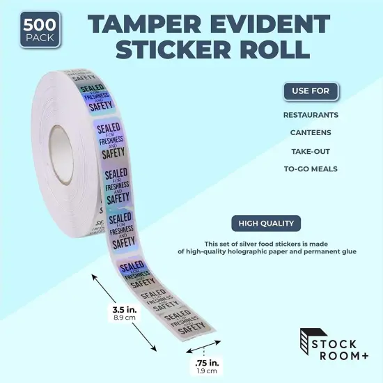 Tamper Evident Sticker Roll, Silver Safety Label Seals (3.5 x 0.75 in, 500 Pack) {2}