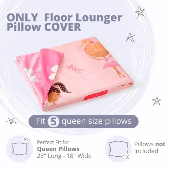 Butterfly Craze Floor Pillow Case, Mattress Bed Lounger Cover, Galaxy Blue, Queen Size - Cozy Seating Solution for Kids & Adults, Recliner Cushion, for Reading, TV Time (Pillow Not Included) {2}