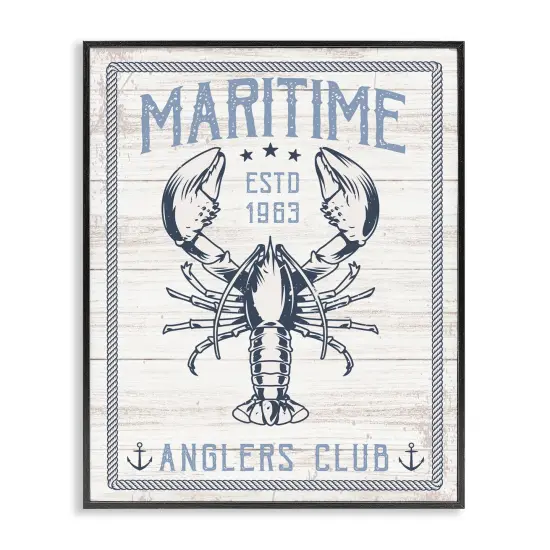 Stupell Industries Maritime Anglers Club Framed Giclee Wall Art Design by Angela Nickeas {1}
