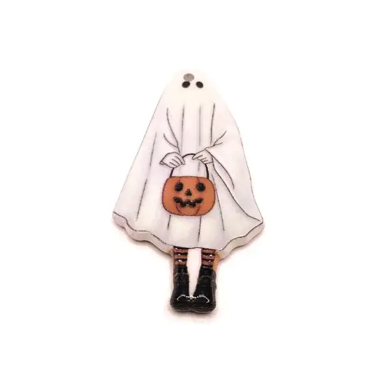 Halloween Trick or Treat Ghost Pendant, 45x24mm {2}