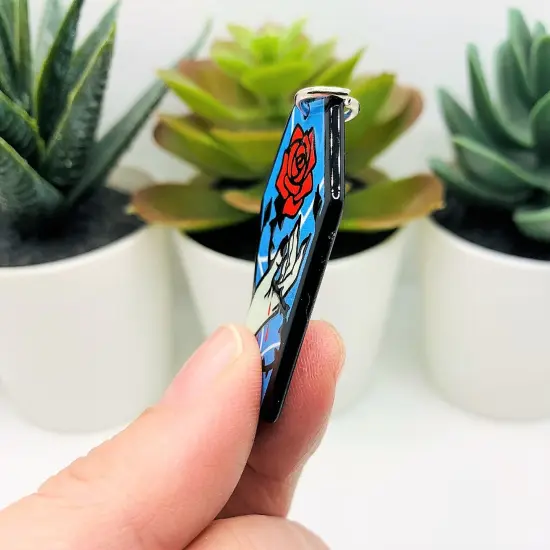 Blue Coffin with Bloody Rose Charms, 41.5x24mm {3}