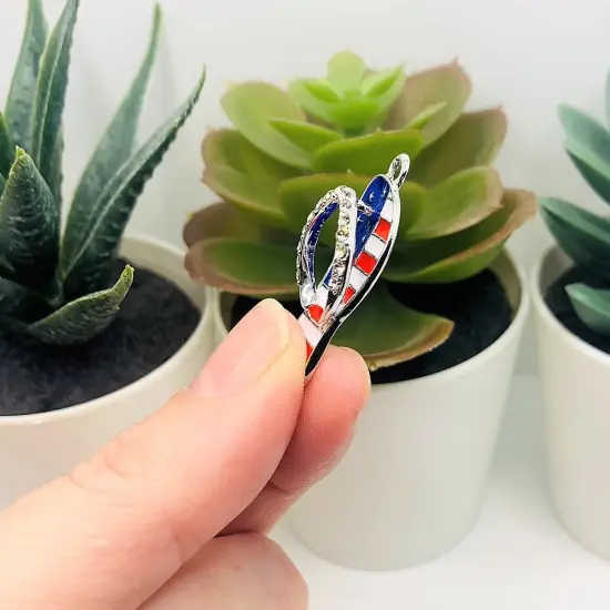 Red White and Blue Enamel Flip Flop Sandal 3D Charms with Rhinestones, 33x12mm {3}