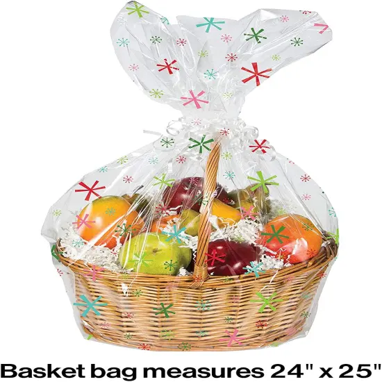 Snowflakes Cello Basket Bag -24" x 25" {2}