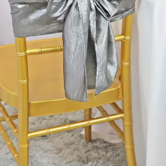 10 Pieces Sophisticated 9.5 by 108 inch Crushed Taffeta Chair Sashes Silver {5}
