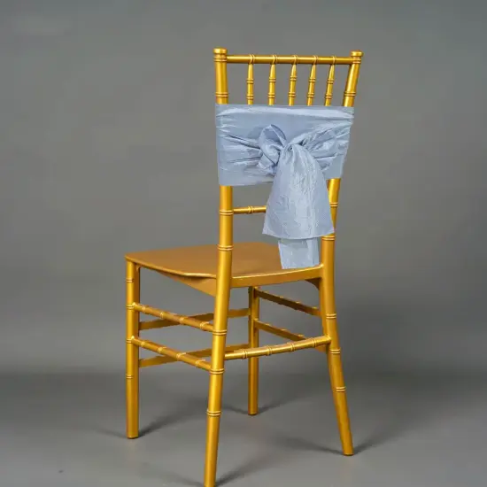 10 Pieces Dusty Blue Elegant Crushed Taffeta Chair Bands, 9.5"x108" Decorative Event Sashes {3}