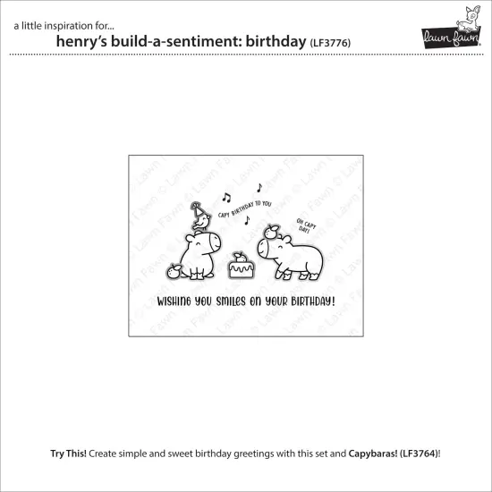 Lawn Fawn Clear Stamps 4"X6"-Henry's Build-A-Sentiment: Birthday {3}