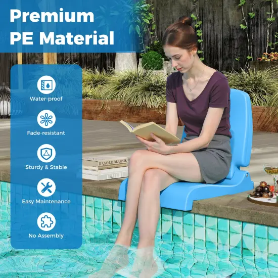 Foldable Outdoor Pool Chair with Handle and Back Support Blue {4}