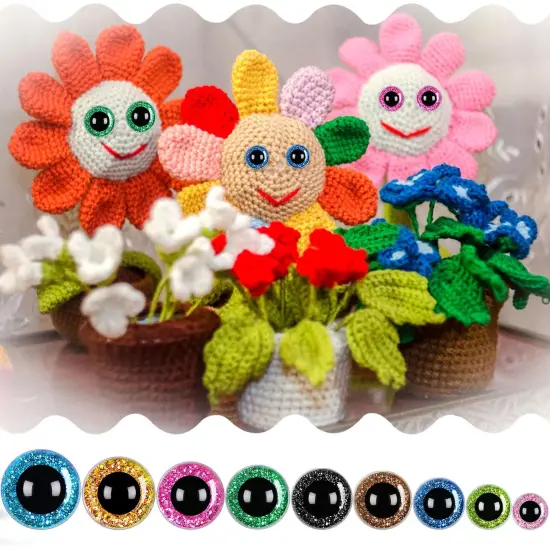 UPINS 180 Pieces 10-35 mm Large Safety Eyes with Washers for Amigurumi Stuffed Animal Plastic Craft Doll Crochet Eyes for DIY of Puppet, Bear, Toy Making Supplies (Assorted Colors) {4}