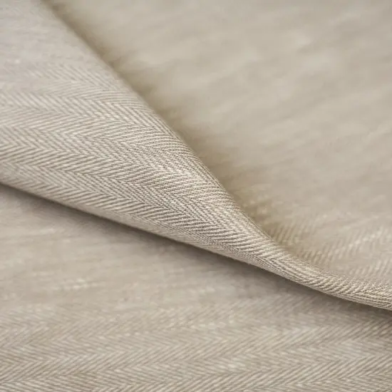 1 Yard Linen Novelty Herringbone Yarn Dyed Fabric Buff Color 54&rdquo; Width {2}