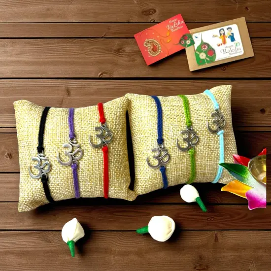 2CT Om Designer Rakhi for Brother Bhaiya Bhabhi Traditional Handmade Rakhi Set Roli Chawal, Greeting Card Rakshabandhan Rakhi Bracelet Hemper Gift Thread Bracelet Parrot green {2}