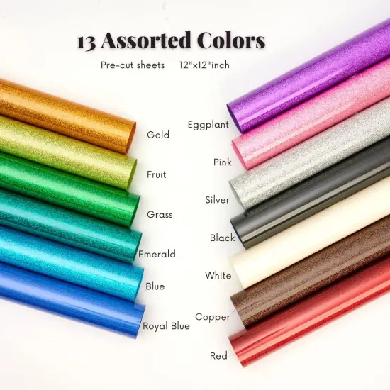 Glitter HTV Heat Transfer Vinyl 12"x12" Bundle 13 Sheets {2}