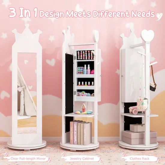 MDF Vanity Set with Full-Length Mirror, Jewelry Armoire and Stool White {6}