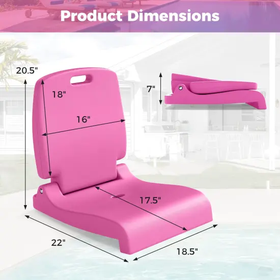 Foldable Outdoor Pool Chair with Handle and Back Support Pink {6}