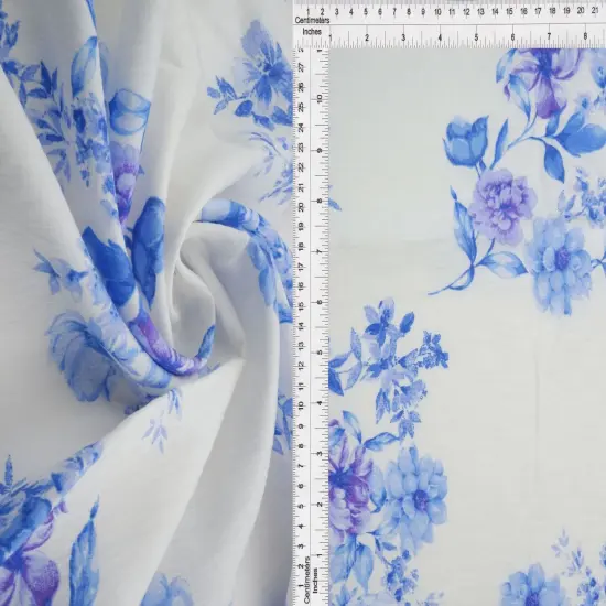1 Yard Airflow Floral Print Fabric, 57&Prime; Wide Viscose Nylon Blend VIOLET {1}