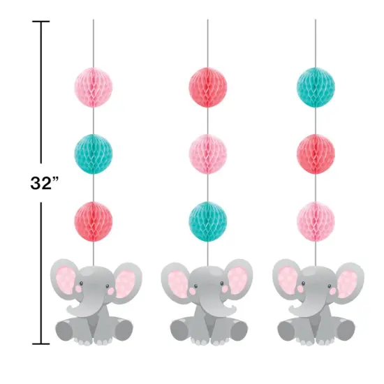 Enchanting Elephants Girl Hanging Cutouts - 3ct {3}