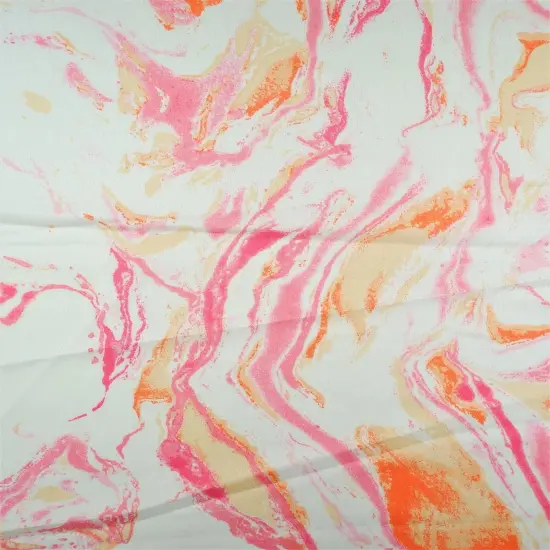 1 Yard Bubble Satin Marble Print Fabric, 58/59&Prime; Wide Polyester Spandex Blend SAND/TEAL BLUE {2}