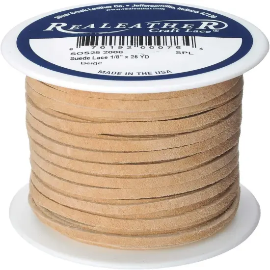 Realeather Suede Lace, 1/8" x 25 yd, Multicolors Available Beige {1}