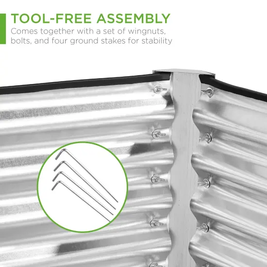 Best Choice Products 8x4x2ft Outdoor Metal Raised Garden Bed, Planter Box for Vegetables, Flowers, Herbs Galvanized {5}