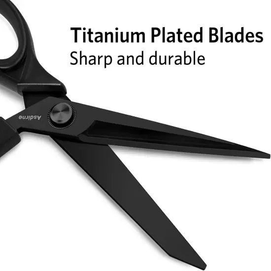 Black Titanium Fabric Scissors, Dressmaking Scissors with Heavy Duty Multi-Purpose Titanium Coated Blades and Comfortable Soft Grip Handles, Black, 25CM {3}