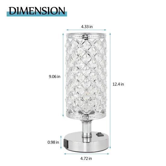 Silver Crystal Hollow Pattern Table Lamp Night Light – Suitable for Bedroom, Study {3}