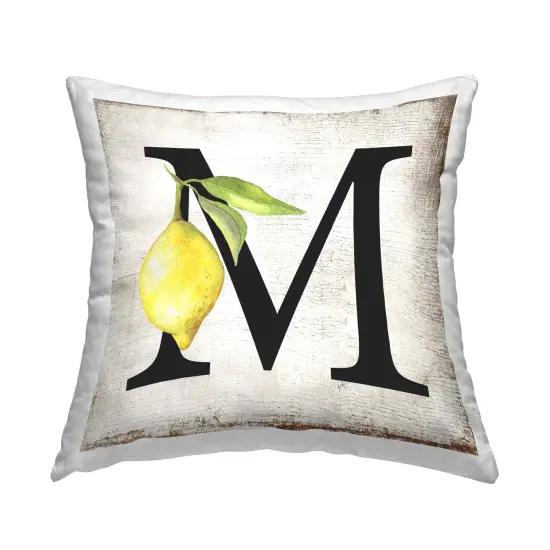 Stupell Industries M with Lemon Letter Decorative Printed Throw Pillow Design by Creatif Belle, 18 x 7 x 18 {1}