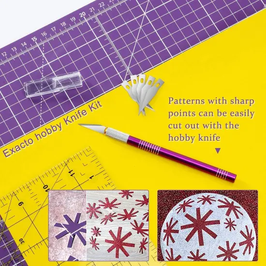 Rotary Cutter Set,Sewing Quilting Supplies,45mm Fabric Cutters,A3 Cutting Mat for Sewing,Acrylic Rulers,Scissors,Exacto Knife,Clips,Beginners Sewing Accessories,Fabric Cutter Kit {5}