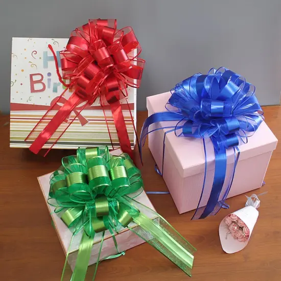 5 PCS Large Pull Bow, 9 inch Mixed Color Large Pull Bow for Gifts Wrapping Party Birthday Boxes Bow Basket Packaging Bows for Valentine's Day Presents Flower Decoration {3}