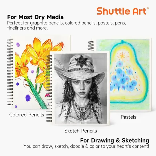 9x12&rdquo; Sketchbook, 220 Sheets Total, Pack of 2(110 Sheets Each), 68lb/100gsm Thick Paper, Spiral Bound Mixedmedia Sketch Pad, Acid-free Drawing Pad for Kids Adults Artists Sketching Drawing {2}