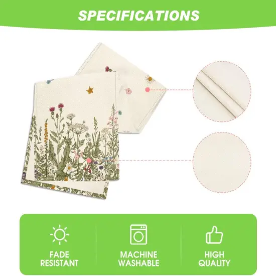 Antique Herbs and Wild Flowers Summer Table Runner, Spring Fall Kitchen Dining Table Decoration for Home Party 13x72 Inch {5}